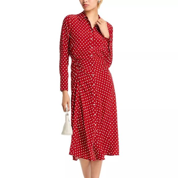 Veronica Beard Lex Dot Print Midi Dress in Red/White Polka Dot Size 2 - Picture 1 of 5